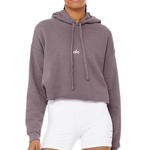 Cropped Graphic Crew Hoodie
